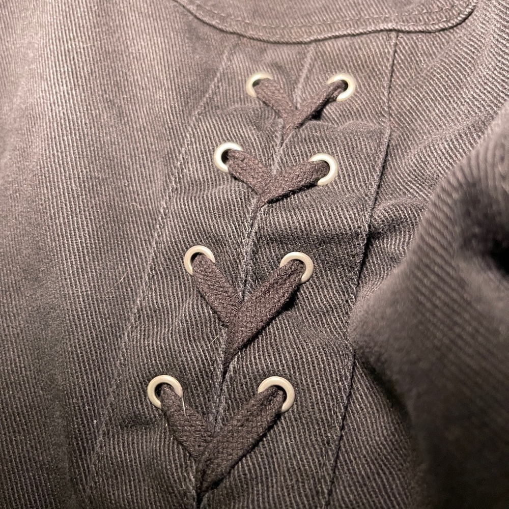 Black PacSun Denim Lace-Up Jacket Size Medium - Picture 3 of 4